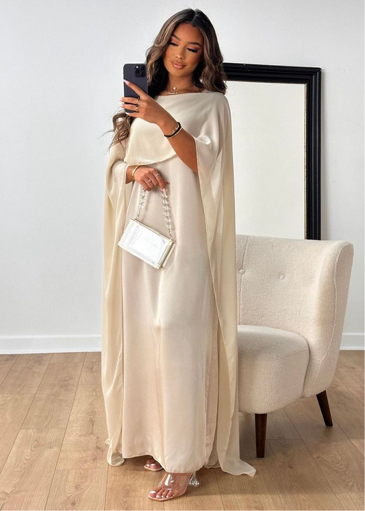 Dress with satin shawl