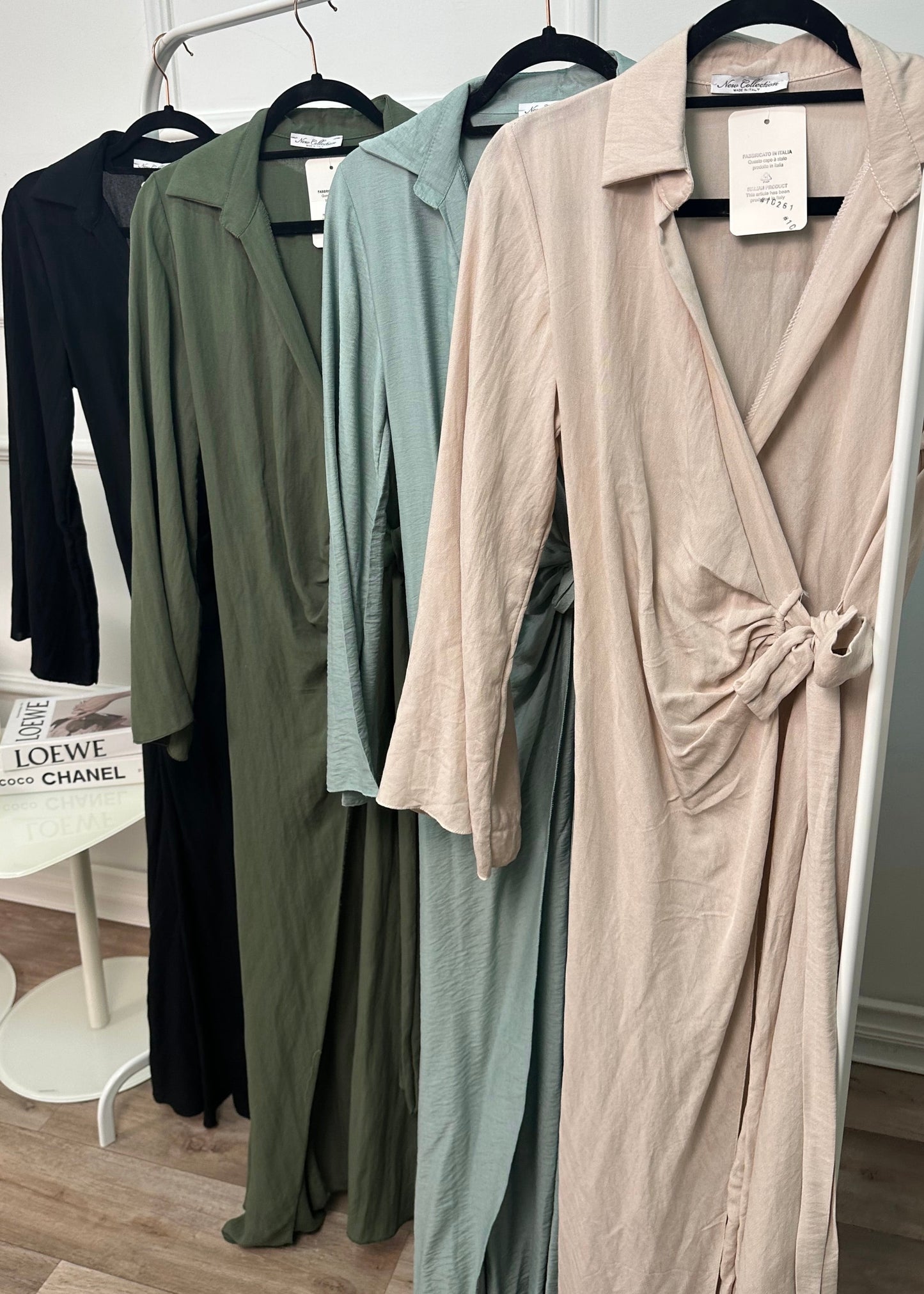 Vestido largo efecto lino