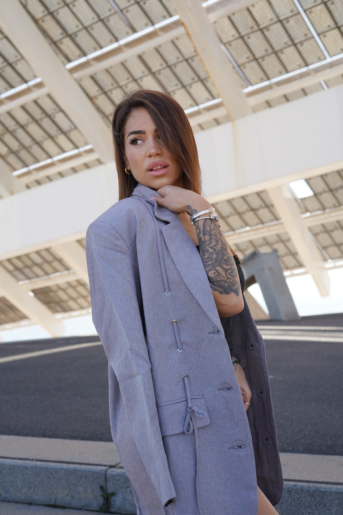 BLAZER OVERSIZE GRIS LAZOS